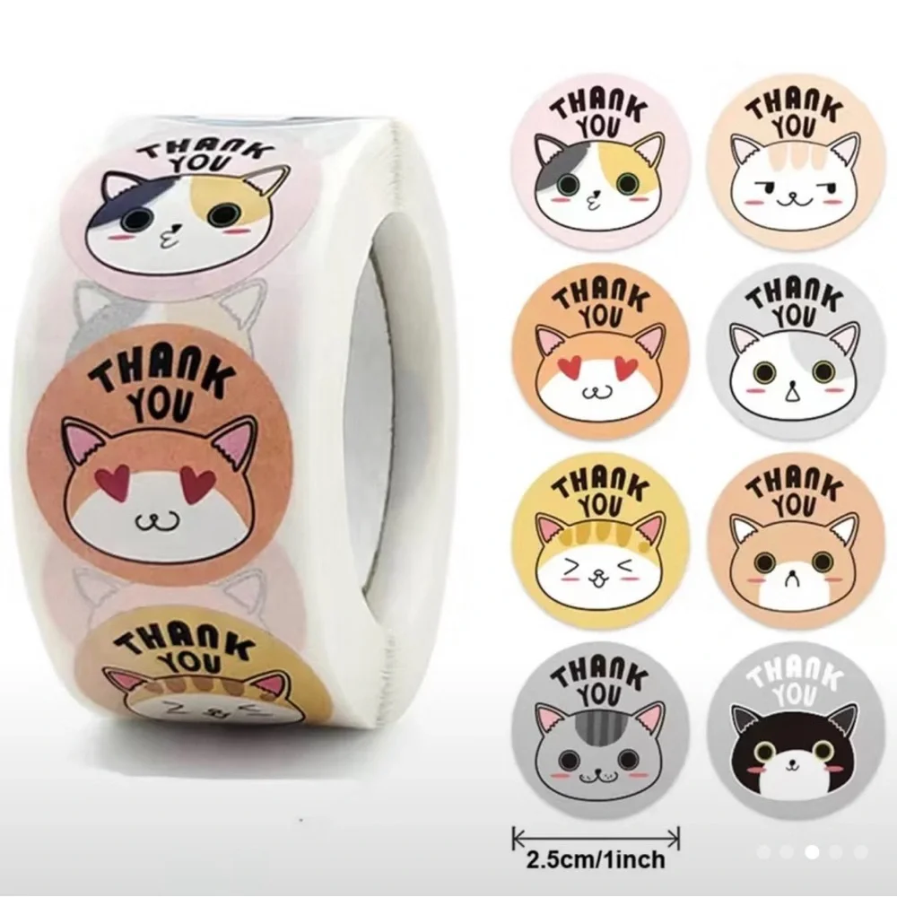 500pcs Cute Cartoon Kitten Stickers, 8 Patterns